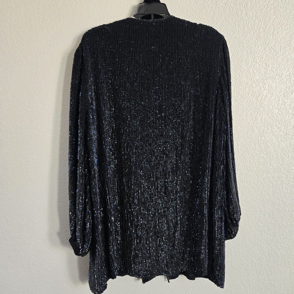 NWT Retrofete Gabrielle Embellished Robe Mini Dress Size S Black VNeck Tie Waist - Picture 12 of 14